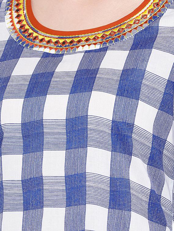 checkered asymmetric kurta - 16299146 - Zoom Image - 4