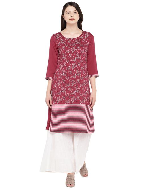floral printed straight kurta - 16299151 - Standard Image - 1