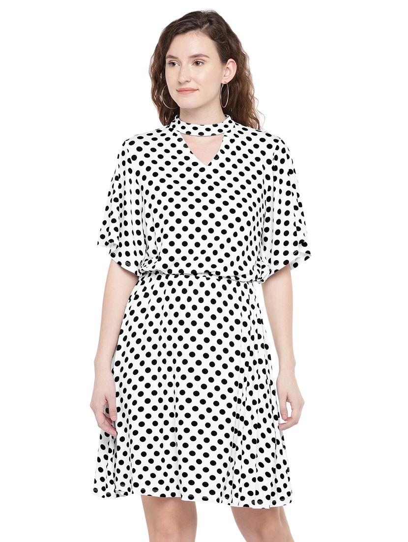 choker neck polka dots blouson dress - 16299207 - Zoom Image - 1