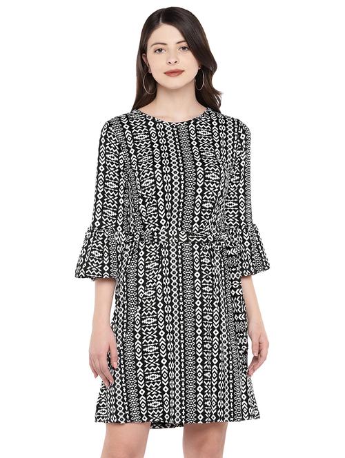 bell sleeved aztec a-line dress - 16299213 - Standard Image - 1