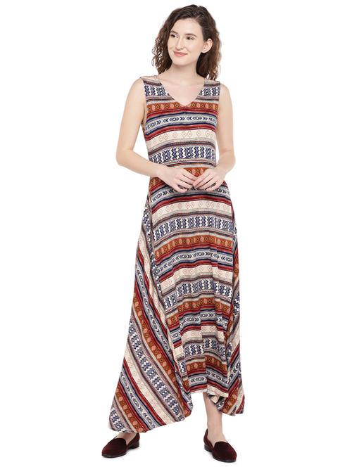 aztec asymmetric hem maxi dress - 16299214 - Standard Image - 1