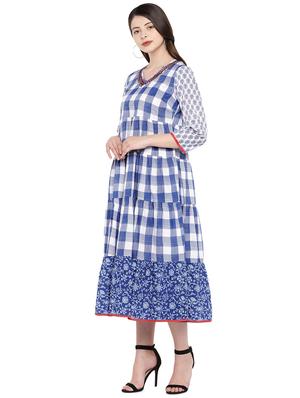 mirror work checkered empire line dress - 16299222 - Standard Image - 2