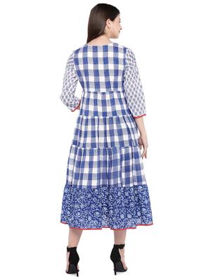 mirror work checkered empire line dress - 16299222 - Standard Image - 3