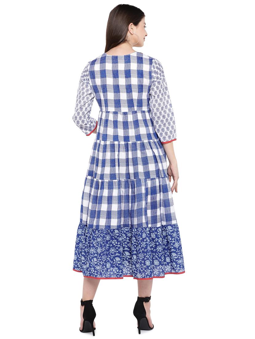mirror work checkered empire line dress - 16299222 - Zoom Image - 3