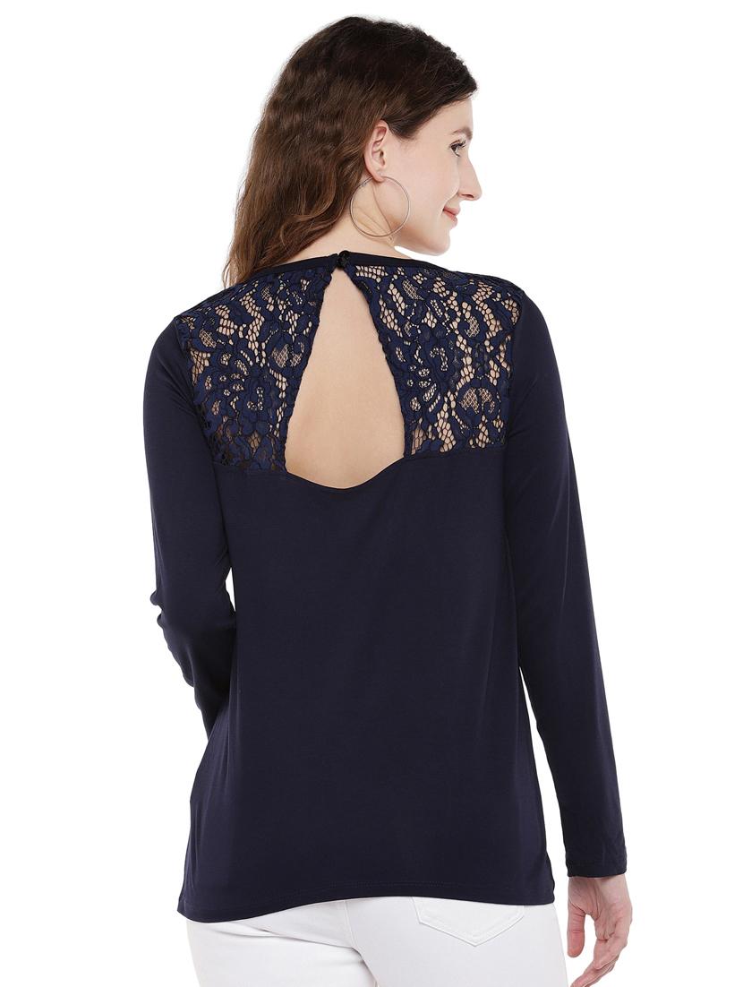 lace detail cut out back top - 16299287 - Zoom Image - 3