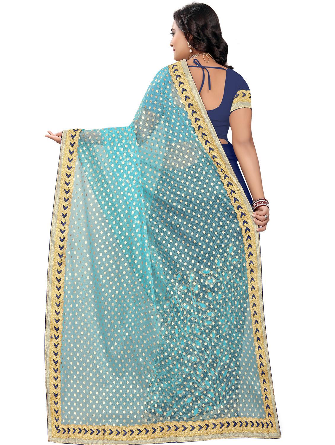 embroidered half and half saree with blouse - 16300186 - Zoom Image - 2