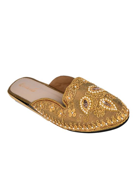 gold slip on mules - 16300323 - Zoom Image - 1