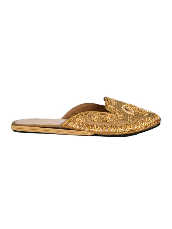gold slip on mules - 16300323 - Zoom Image - 2