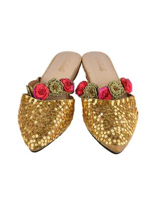 gold slip on mules - 16300373 - Standard Image - 3