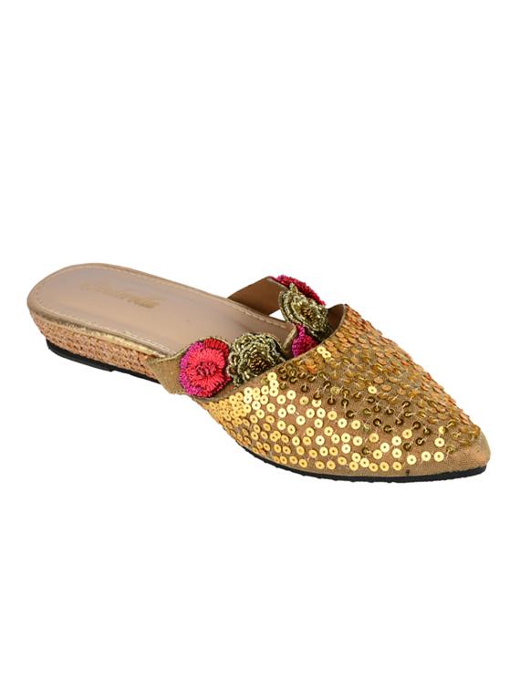 gold slip on mules - 16300373 - Zoom Image - 1