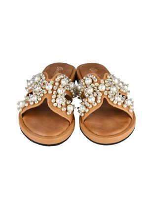 brown slip on sandals - 16300377 - Standard Image - 3