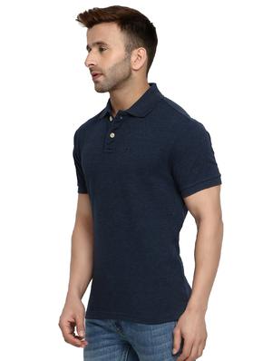 navy blue solid polo t-shirt - 16300383 - Standard Image - 2