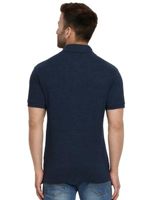 navy blue solid polo t-shirt - 16300383 - Standard Image - 3