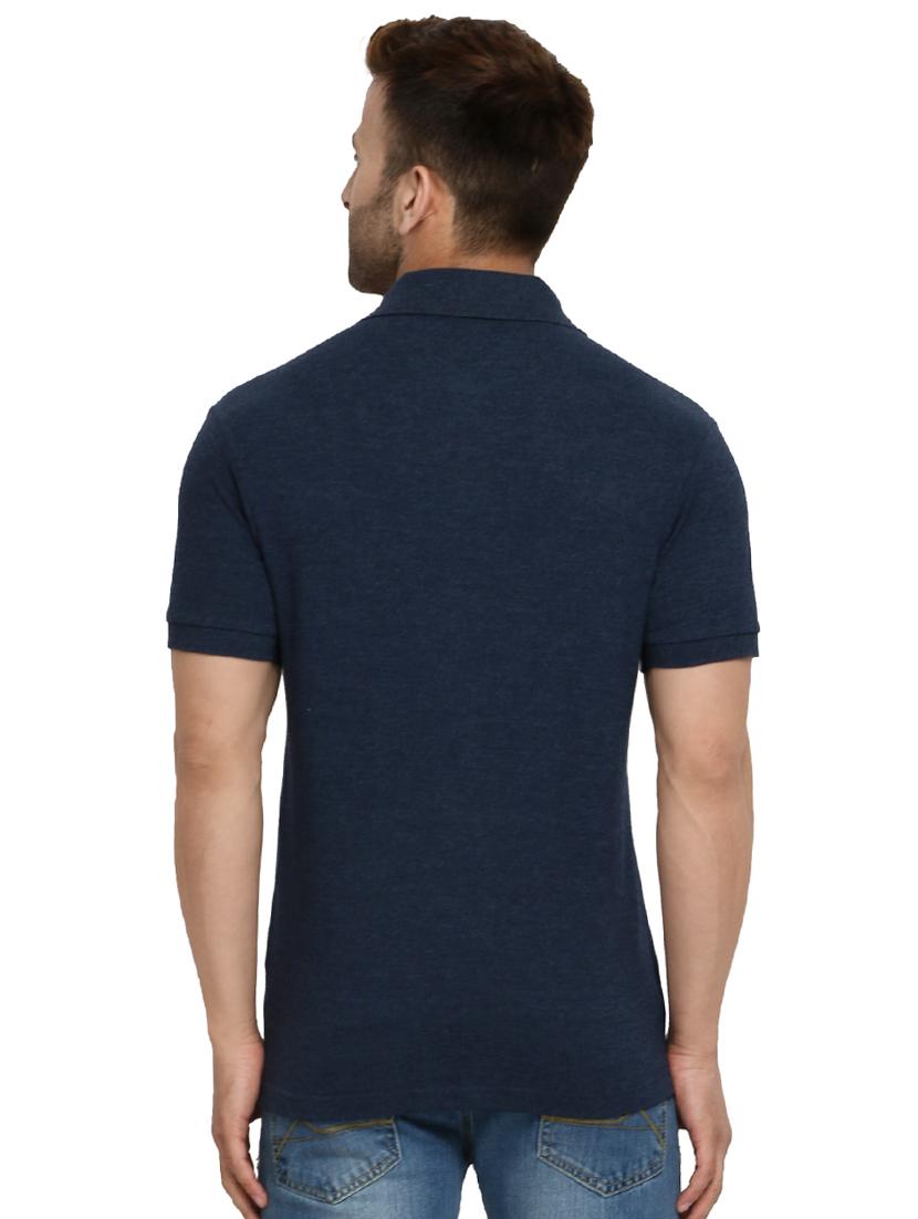 navy blue solid polo t-shirt - 16300383 - Zoom Image - 3