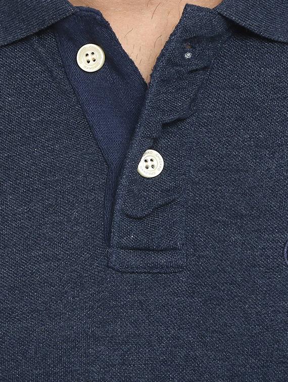 navy blue solid polo t-shirt - 16300383 - Zoom Image - 4