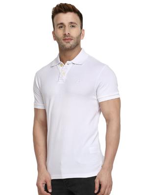 white regular fit solid polo t-shirt - 16300395 - Standard Image - 2