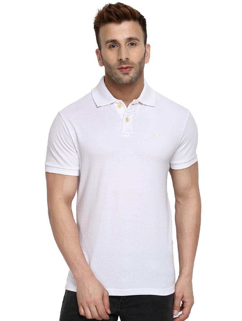 white regular fit solid polo t-shirt - 16300395 - Zoom Image - 1