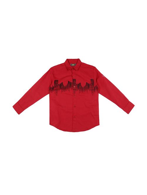 red cotton blend shirt - 16300600 - Standard Image - 1