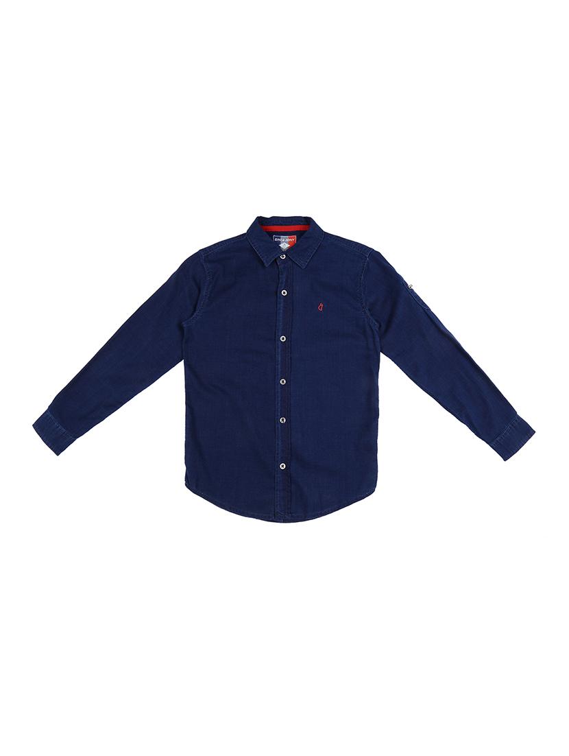 full sleeved solid denim shirt - 16300617 - Zoom Image - 1