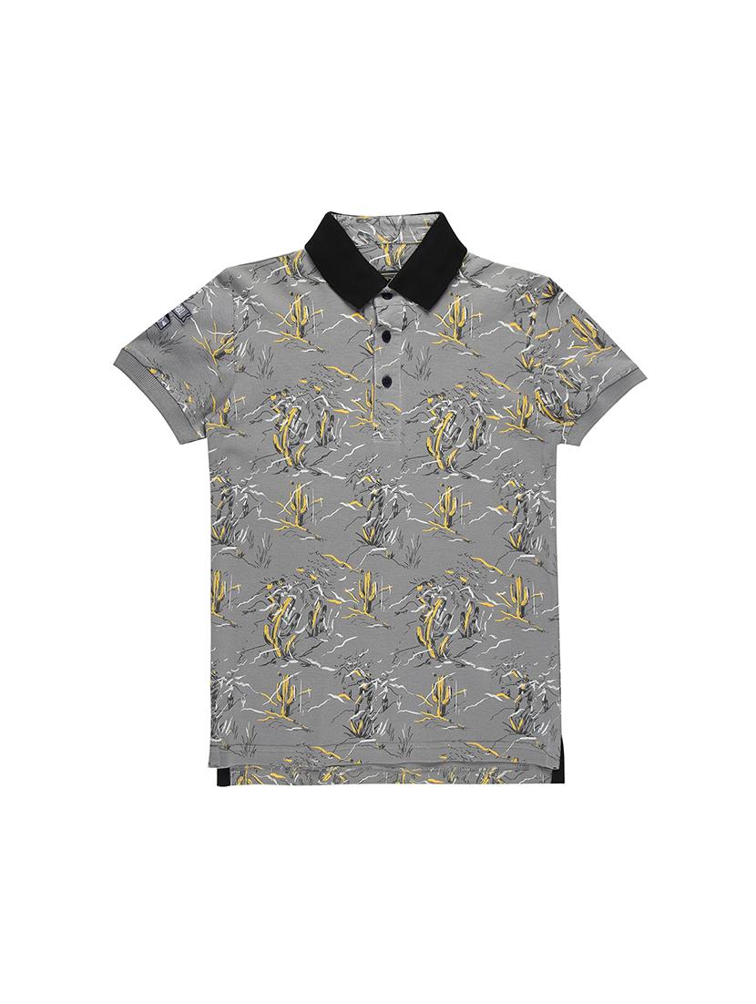 polo neck abstract print t-shirt - 16300750 - Zoom Image - 1