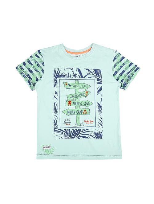 blue cotton blend graphic t-shirt - 16300835 - Standard Image - 1
