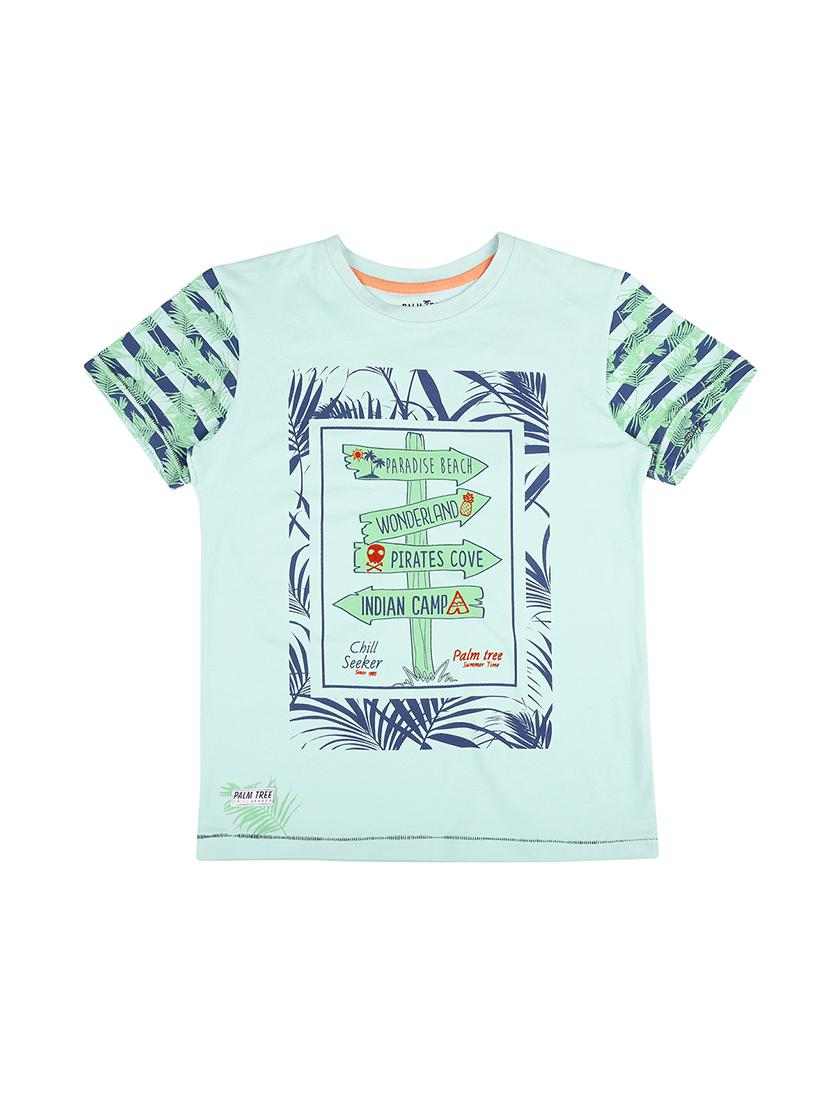 blue cotton blend graphic t-shirt - 16300835 - Zoom Image - 1