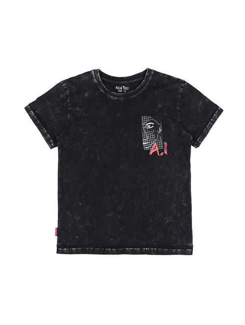 black cotton blend dyed t-shirt - 16300862 - Standard Image - 1