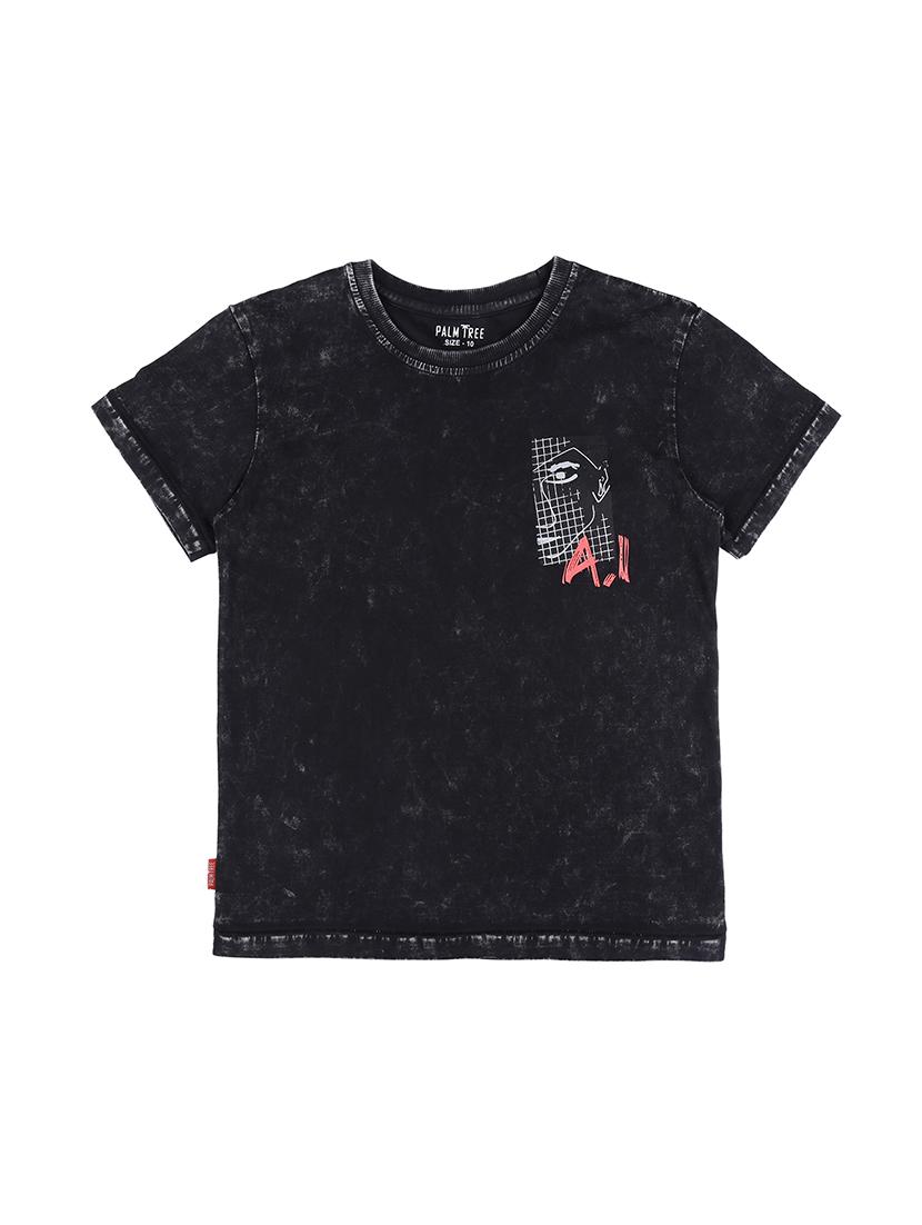 black cotton blend dyed t-shirt - 16300862 - Zoom Image - 1