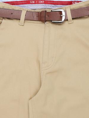 beige cotton blend casual trouser - 16301199 - Standard Image - 3