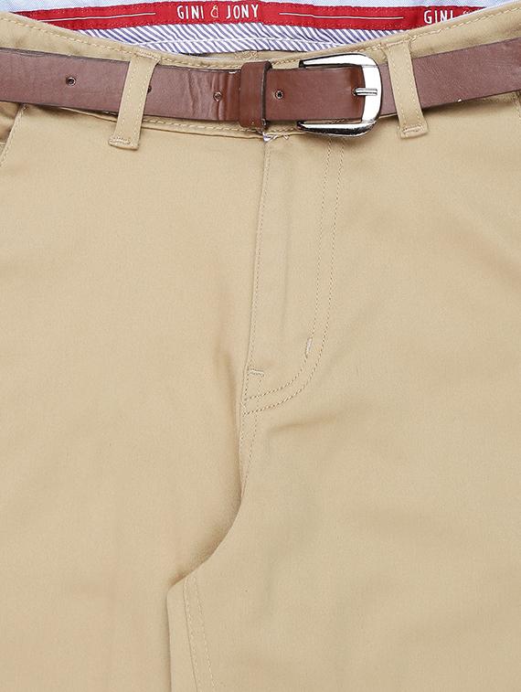 beige cotton blend casual trouser - 16301199 - Zoom Image - 3
