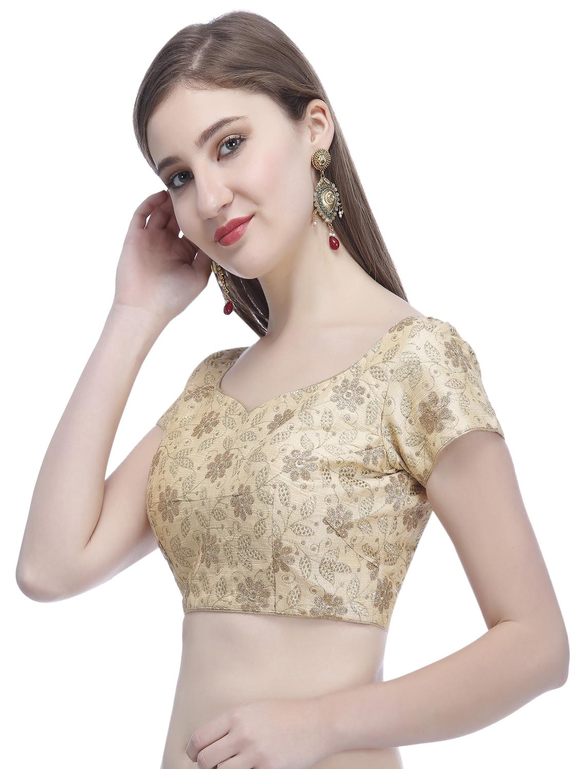 gold raw silk embroidered blouse - 16301342 - Zoom Image - 2