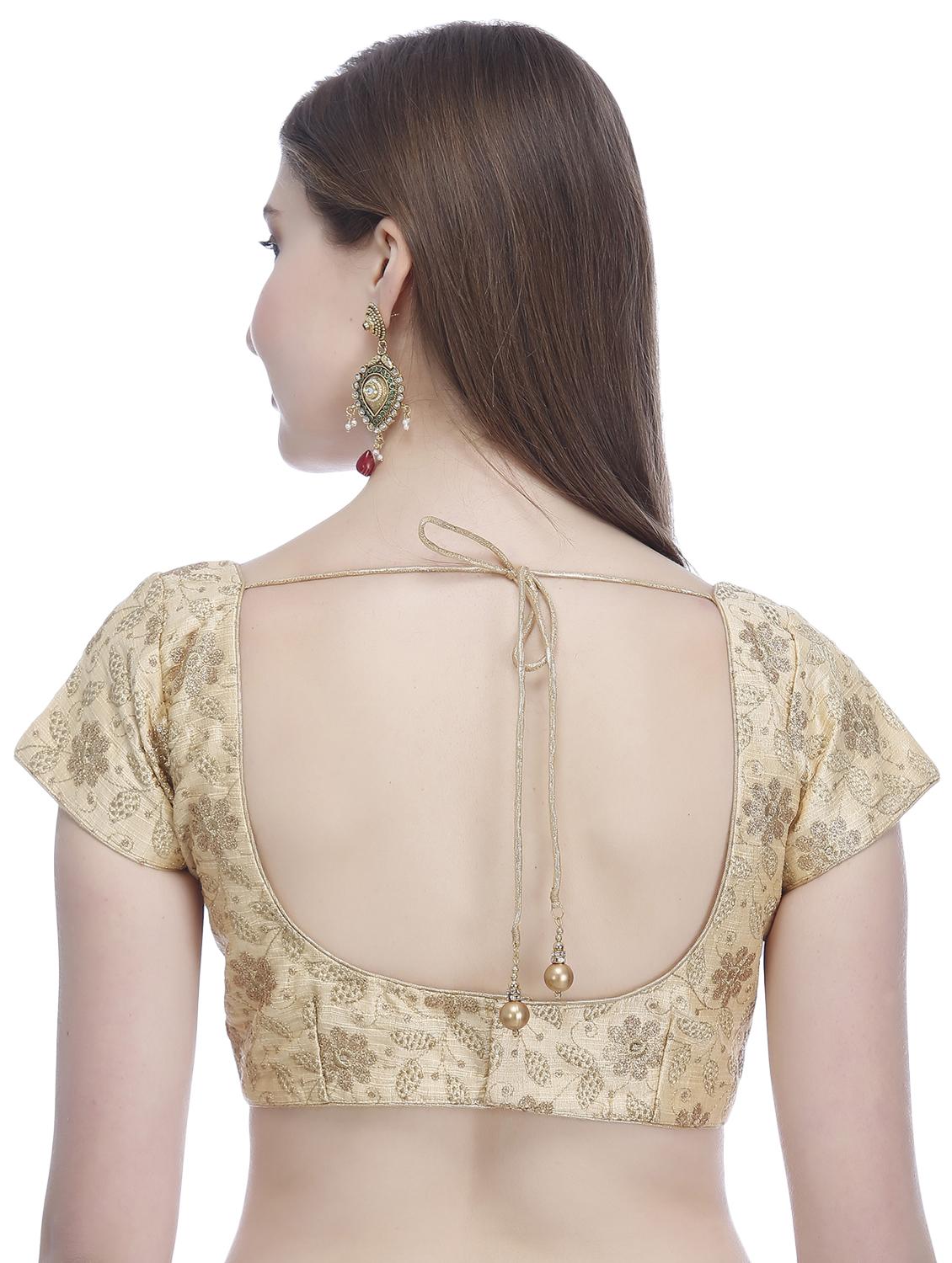 gold raw silk embroidered blouse - 16301342 - Zoom Image - 3