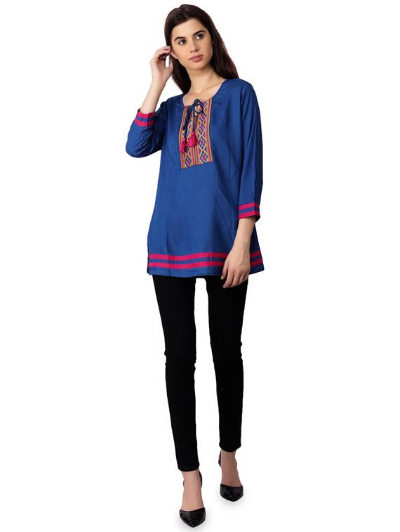 embroidered straight kurti - 16301488 - Zoom Image - 4