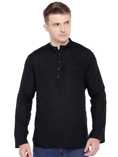black solid short kurta - 16301516 - Standard Image - 1