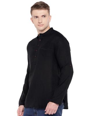 black solid short kurta - 16301516 - Standard Image - 2