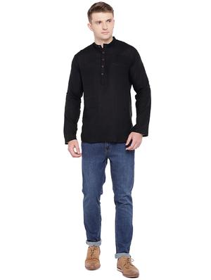 black solid short kurta - 16301516 - Standard Image - 4