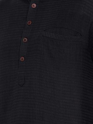 black solid short kurta - 16301516 - Standard Image - 5