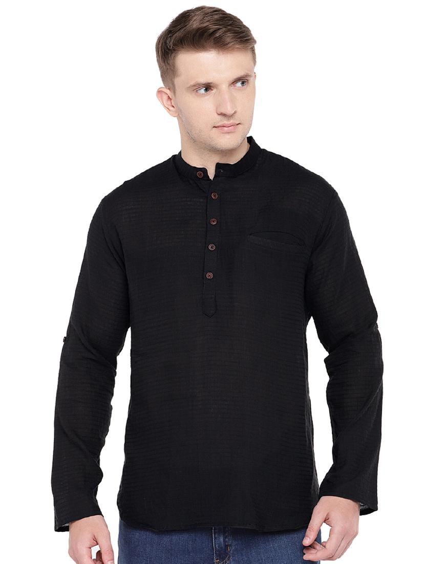black solid short kurta - 16301516 - Zoom Image - 1