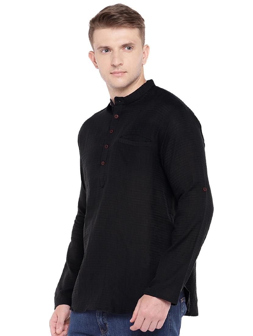 black solid short kurta - 16301516 - Zoom Image - 2