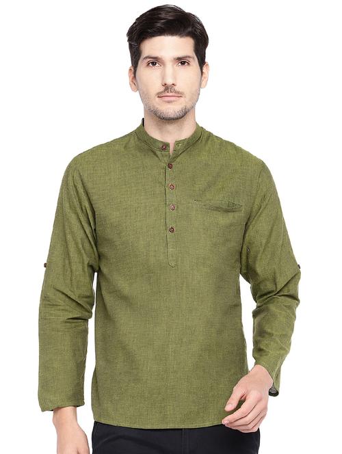 green solid short kurta - 16301518 - Standard Image - 1
