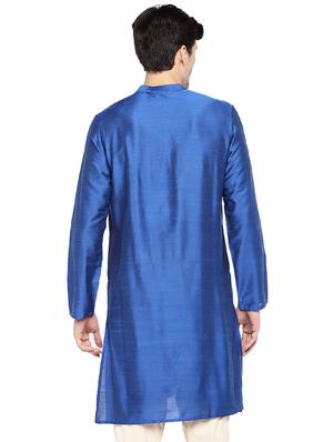 blue dupion long kurta - 16301519 - Standard Image - 3