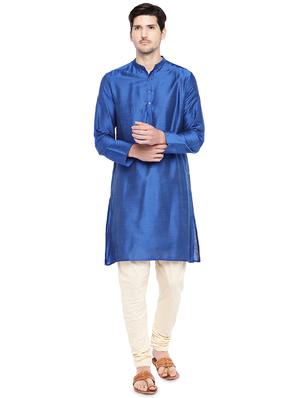 blue dupion long kurta - 16301519 - Standard Image - 4