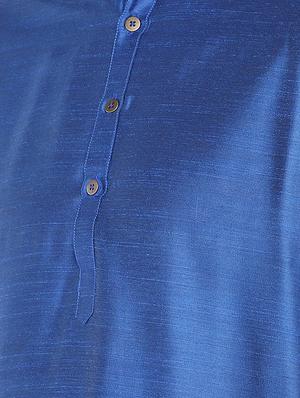 blue dupion long kurta - 16301519 - Standard Image - 5