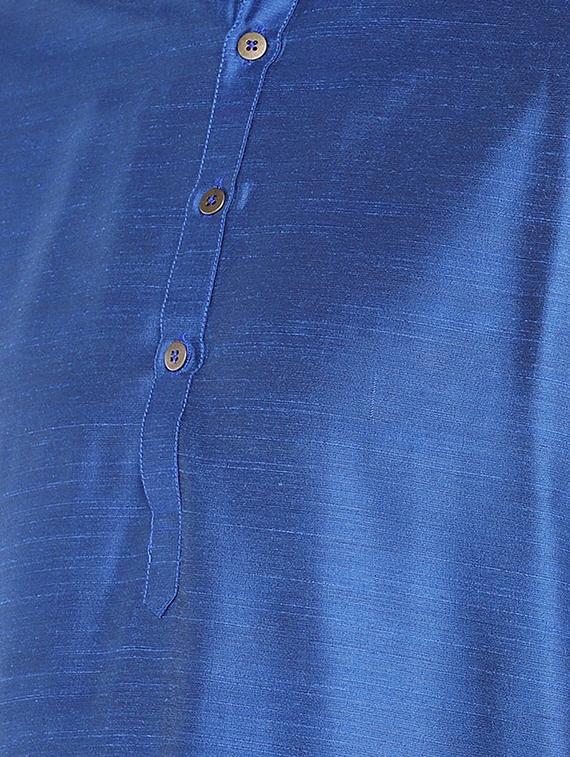 blue dupion long kurta - 16301519 - Zoom Image - 5
