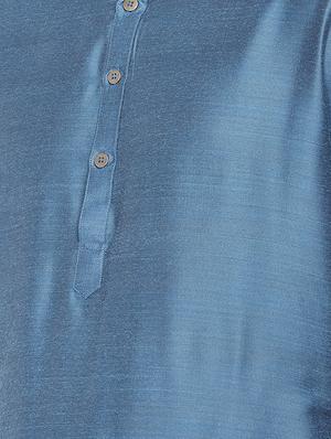 blue dupion long kurta - 16301526 - Standard Image - 5