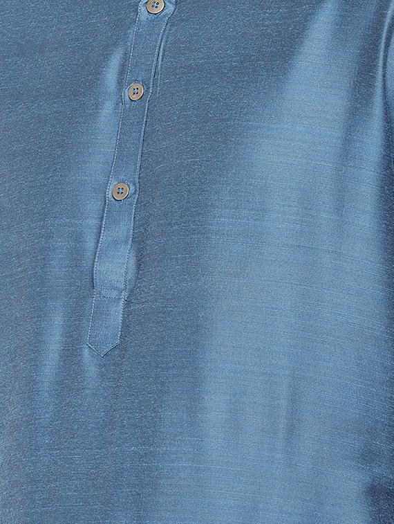 blue dupion long kurta - 16301526 - Zoom Image - 5