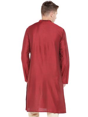 red dupion long kurta - 16301528 - Standard Image - 3