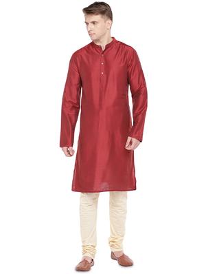 red dupion long kurta - 16301528 - Standard Image - 4