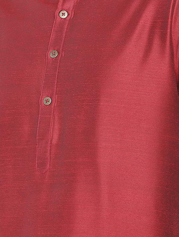 red dupion long kurta - 16301528 - Zoom Image - 5