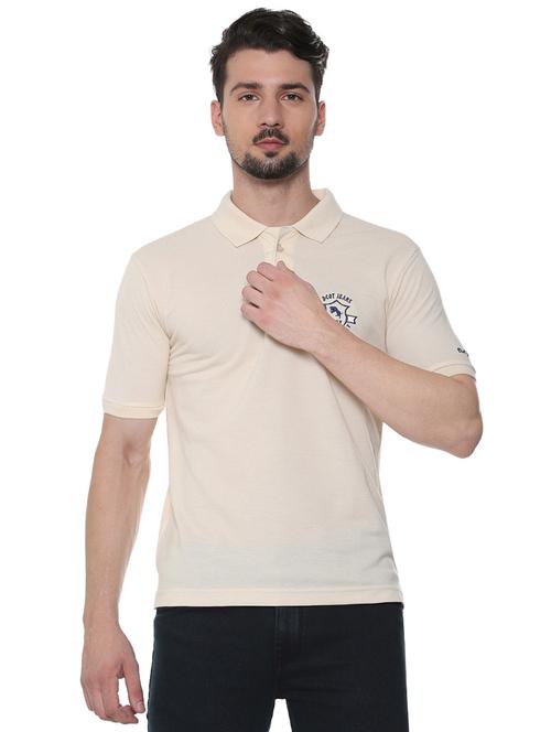 beige solid polo t-shirt - 16301593 - Standard Image - 1